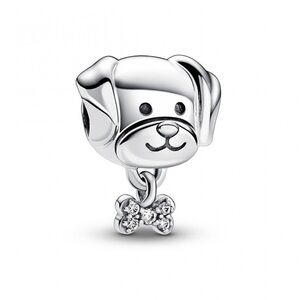 PANDORA Silver Dog & Pet Head Dangle Charm with Bone